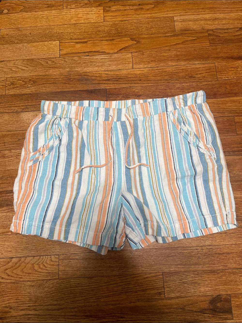 Casual Multicolor Stripe Shorts - Lightweight Drawstring